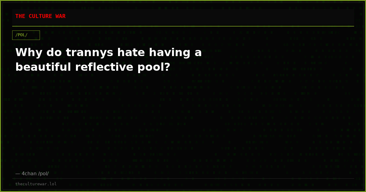 Why do trannys hate having a beautiful reflective pool?