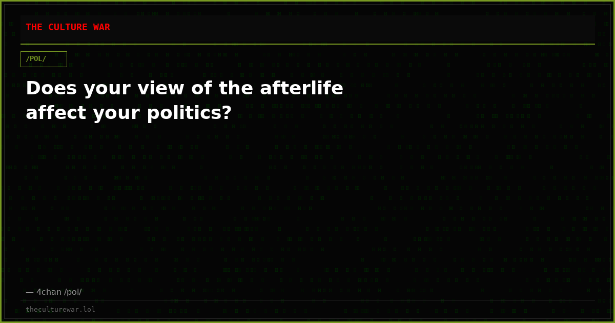 Does your view of the afterlife affect your politics?