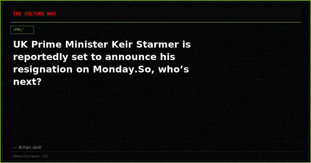 UK Prime Minister Keir Starmer is reportedly set to announce his resignation on Monday.So, who’s next?