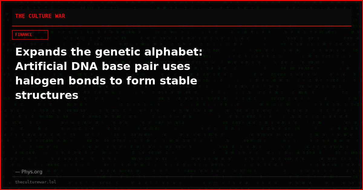 Expands the genetic alphabet: Artificial DNA base pair uses halogen bonds to form stable structures