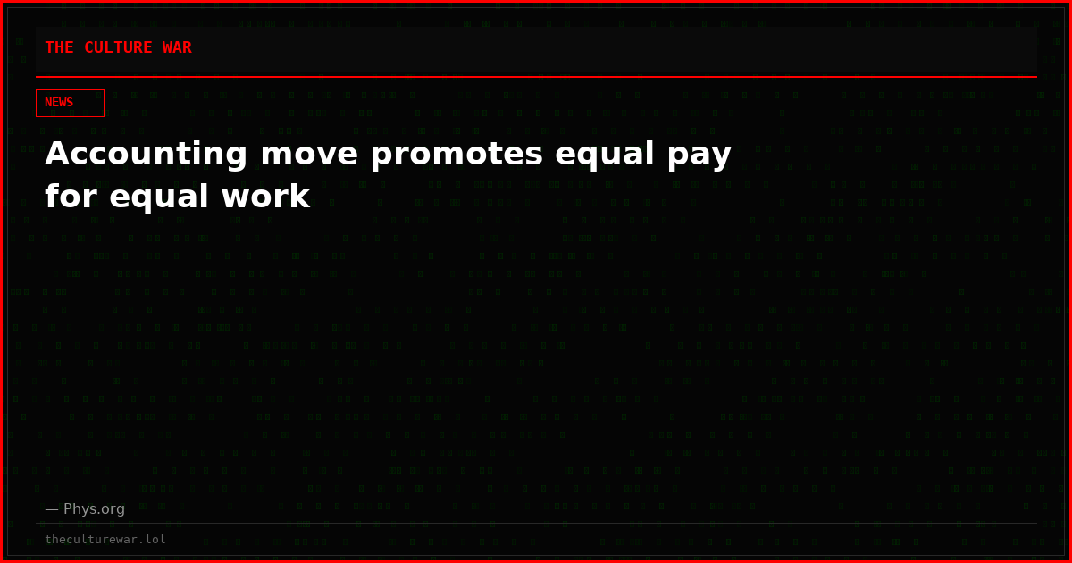 Accounting move promotes equal pay for equal work