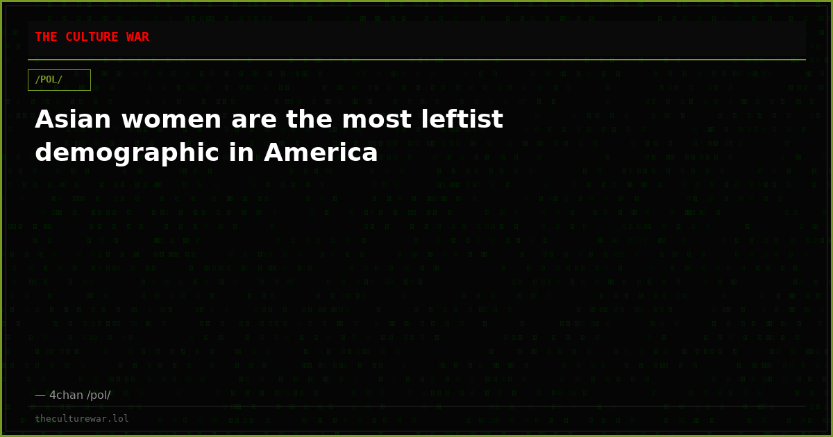 Asian women are the most leftist demographic in America