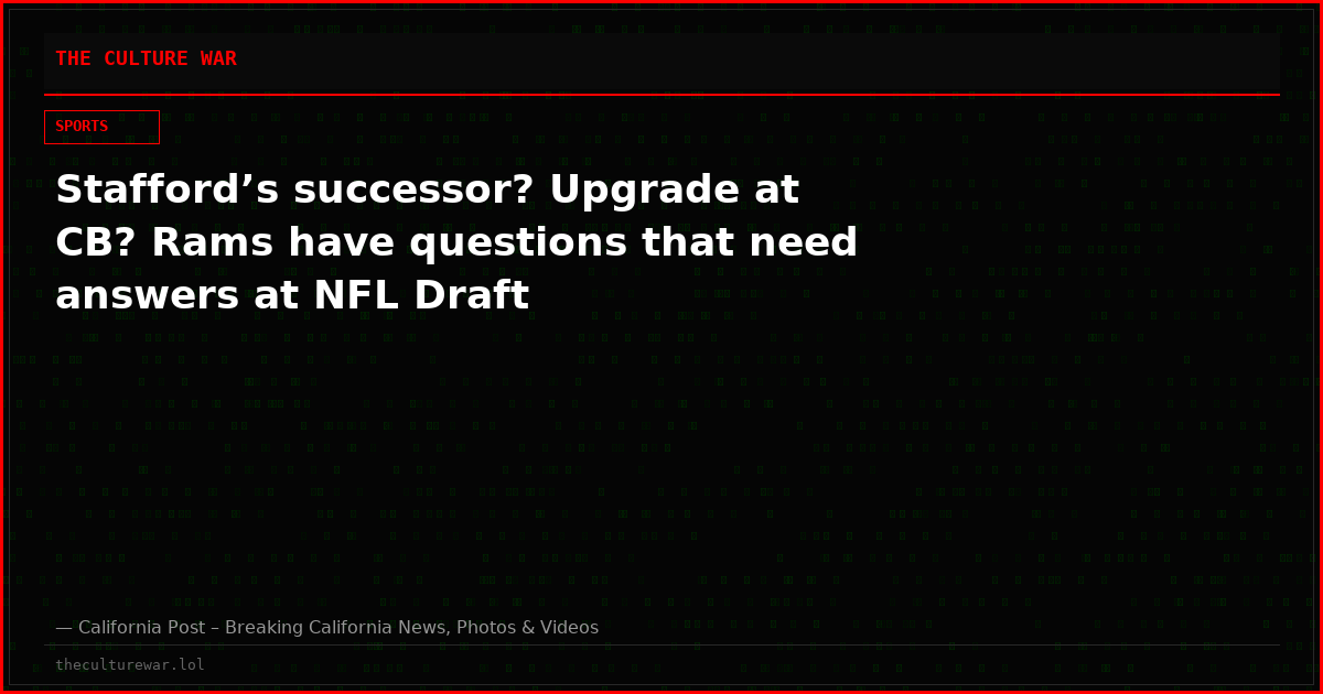Stafford’s successor? Upgrade at CB? Rams have questions that need answers at NFL Draft