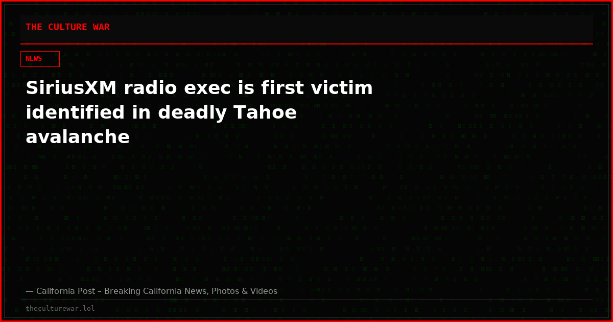 SiriusXM radio exec is first victim identified in deadly Tahoe avalanche
