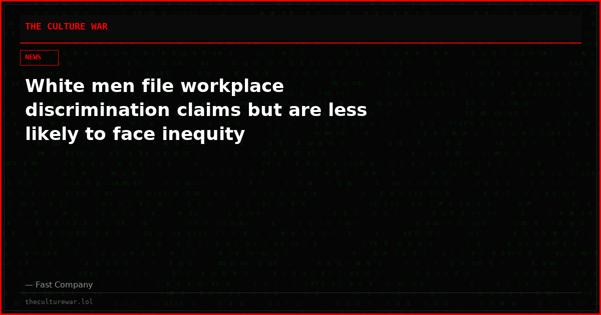 White men file workplace discrimination claims but are less likely to face inequity