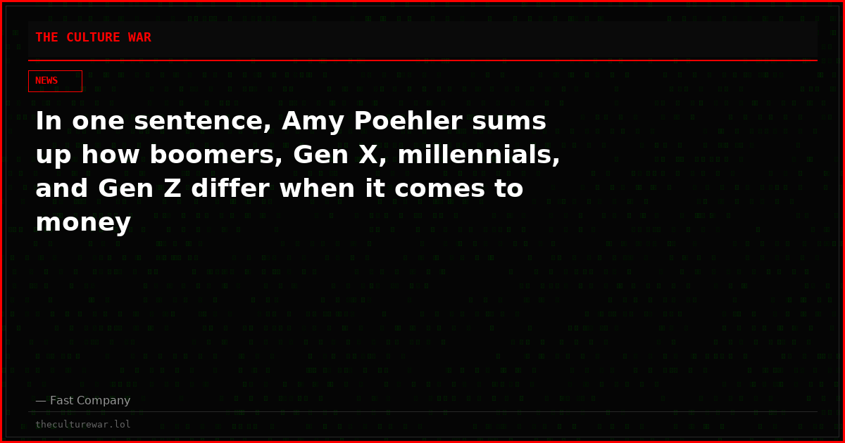 In one sentence, Amy Poehler sums up how boomers, Gen X, millennials, and Gen Z differ when it comes to money
