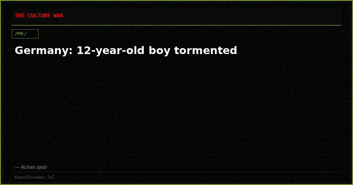Germany: 12-year-old boy tormented