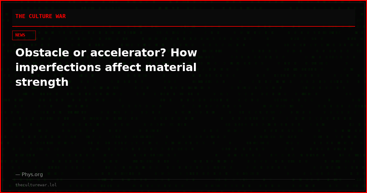 Obstacle or accelerator? How imperfections affect material strength