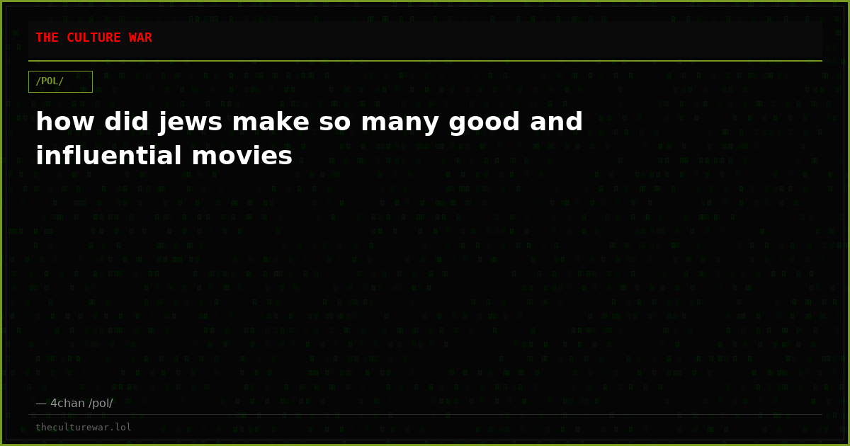 how did jews make so many good and influential movies