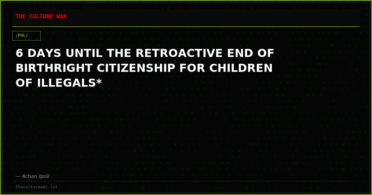6 DAYS UNTIL THE RETROACTIVE END OF BIRTHRIGHT CITIZENSHIP FOR CHILDREN OF ILLEGALS*