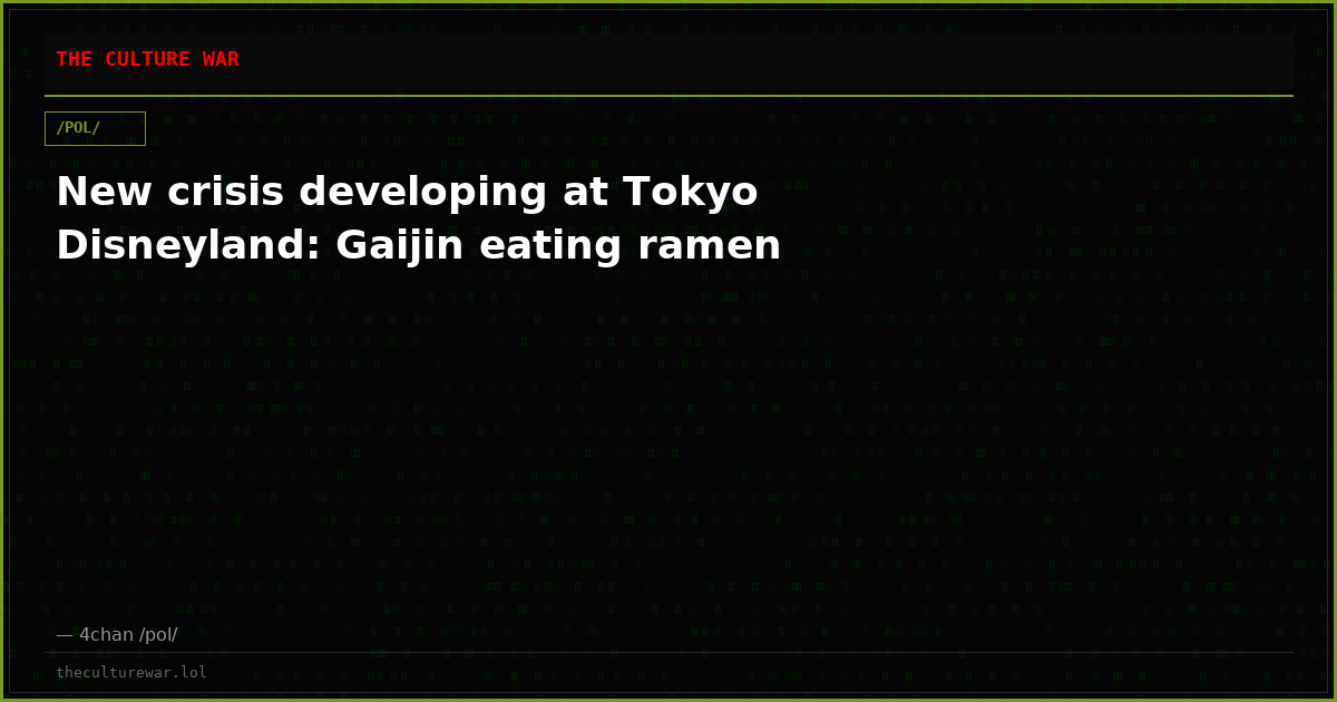 New crisis developing at Tokyo Disneyland: Gaijin eating ramen