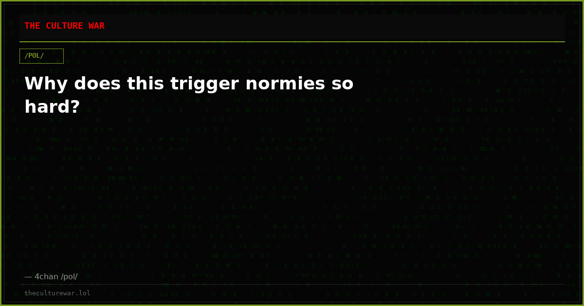 Why does this trigger normies so hard?
