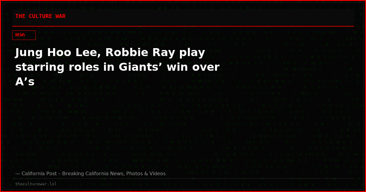 Jung Hoo Lee, Robbie Ray play starring roles in Giants’ win over A’s