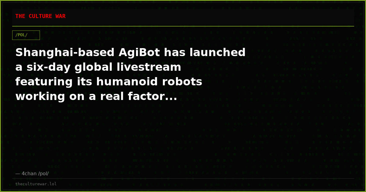 Shanghai-based AgiBot has launched a six-day global livestream featuring its humanoid robots working on a real factor...