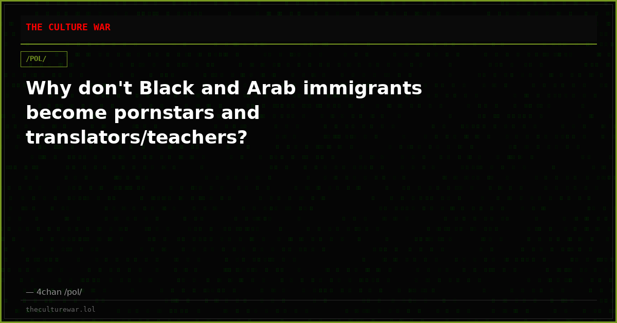 Why don't Black and Arab immigrants become pornstars and translators/teachers?