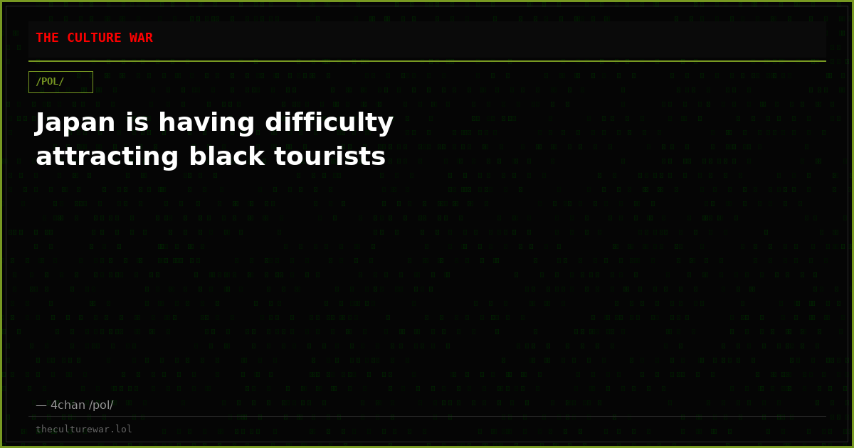 Japan is having difficulty attracting black tourists