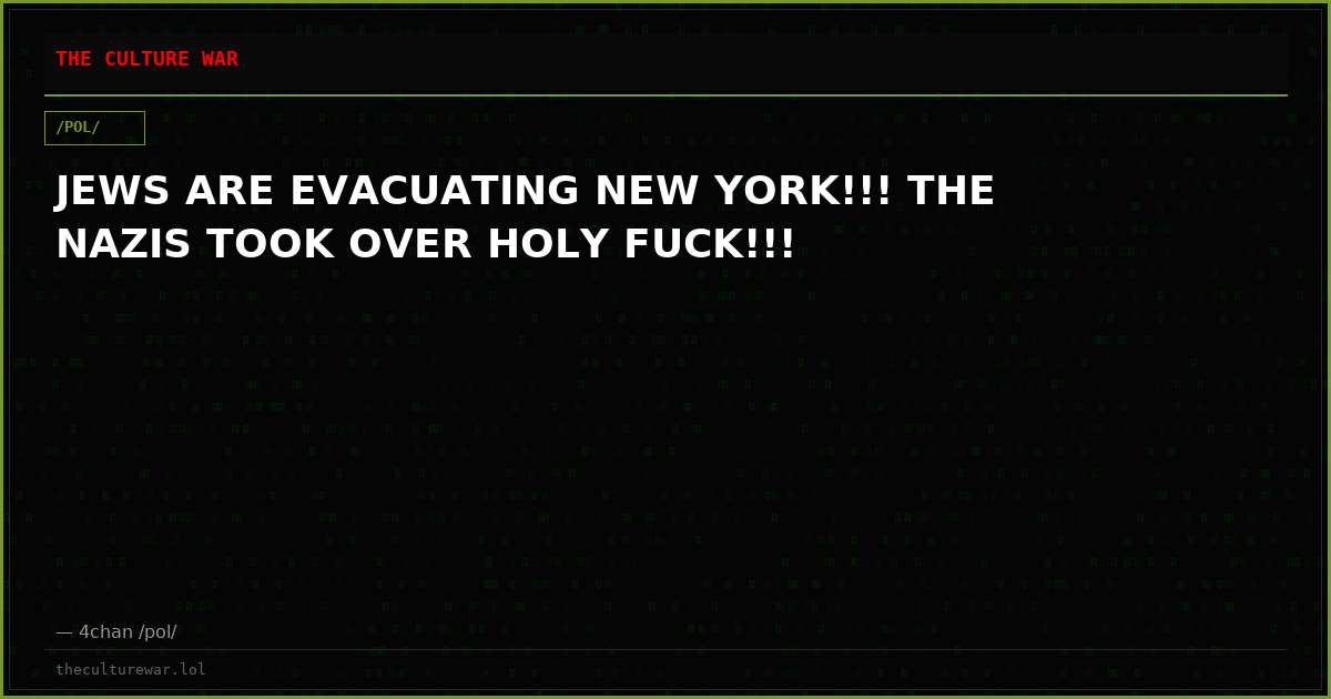JEWS ARE EVACUATING NEW YORK!!! THE NAZIS TOOK OVER HOLY FUCK!!!