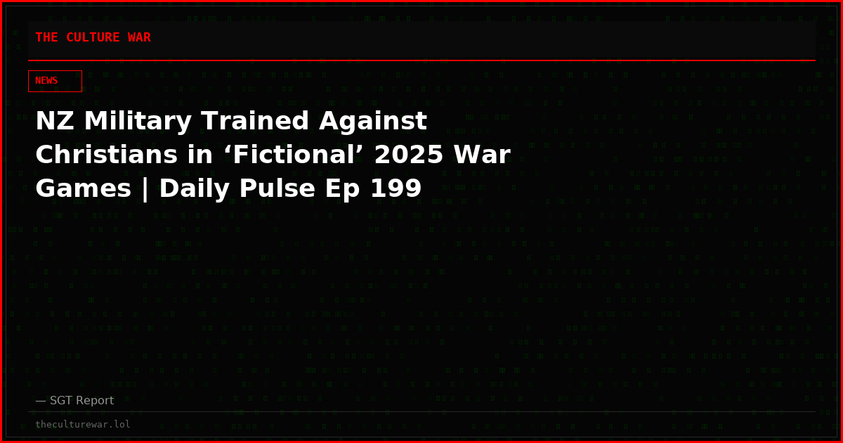 NZ Military Trained Against Christians in ‘Fictional’ 2025 War Games | Daily Pulse Ep 199