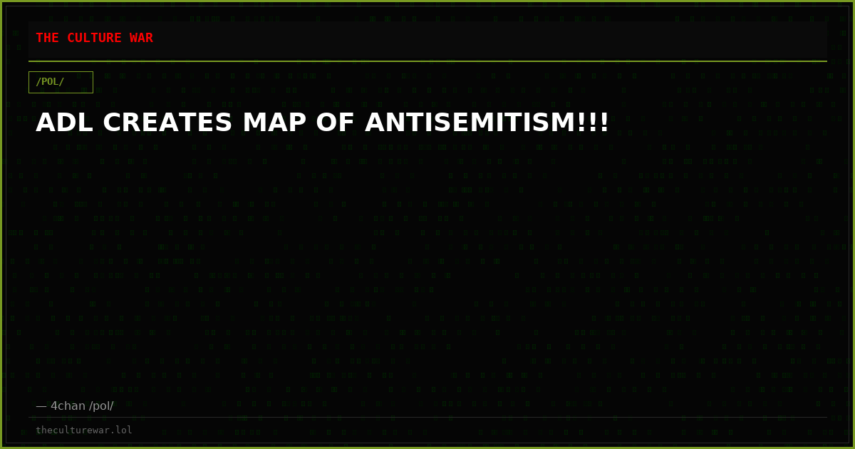 ADL CREATES MAP OF ANTISEMITISM!!!