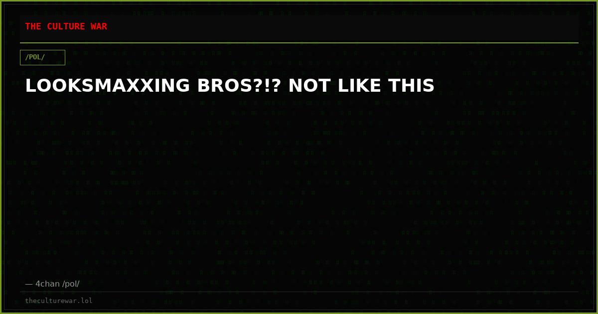 LOOKSMAXXING BROS?!? NOT LIKE THIS