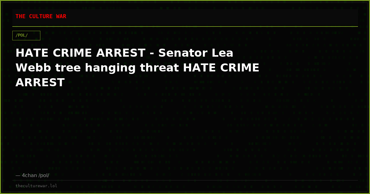 HATE CRIME ARREST - Senator Lea Webb tree hanging threat HATE CRIME ARREST