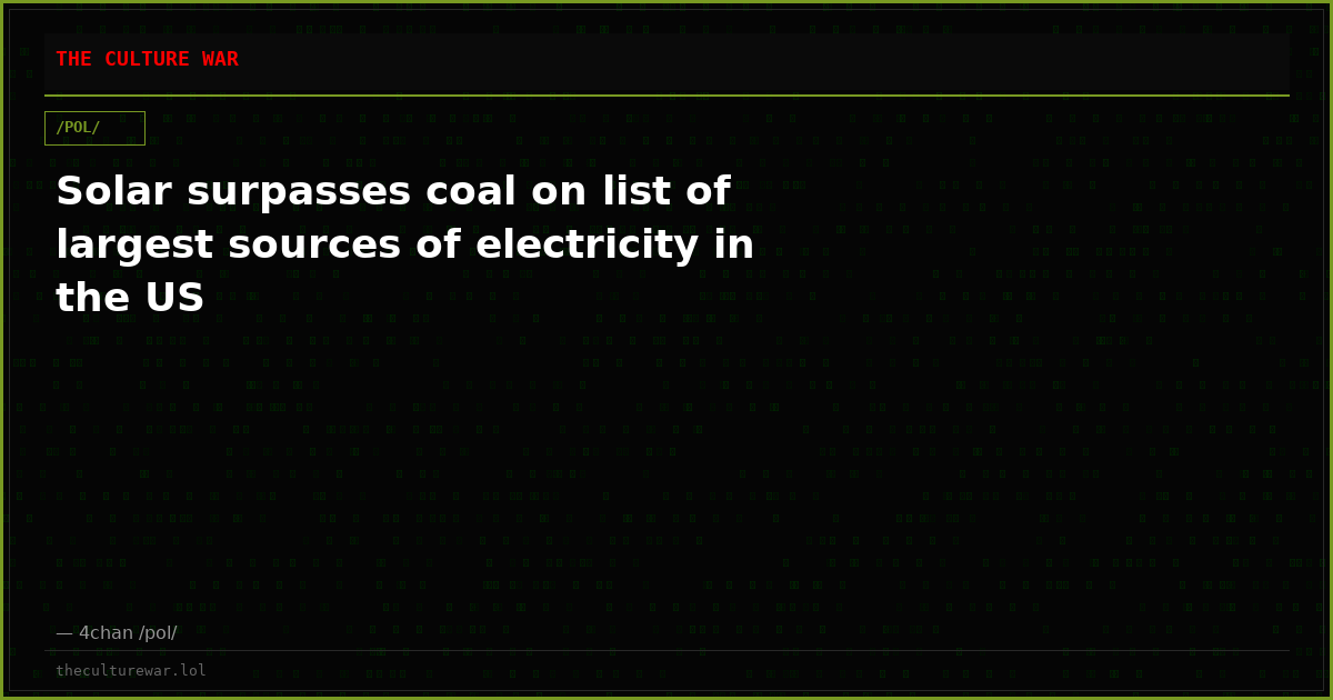 Solar surpasses coal on list of largest sources of electricity in the US