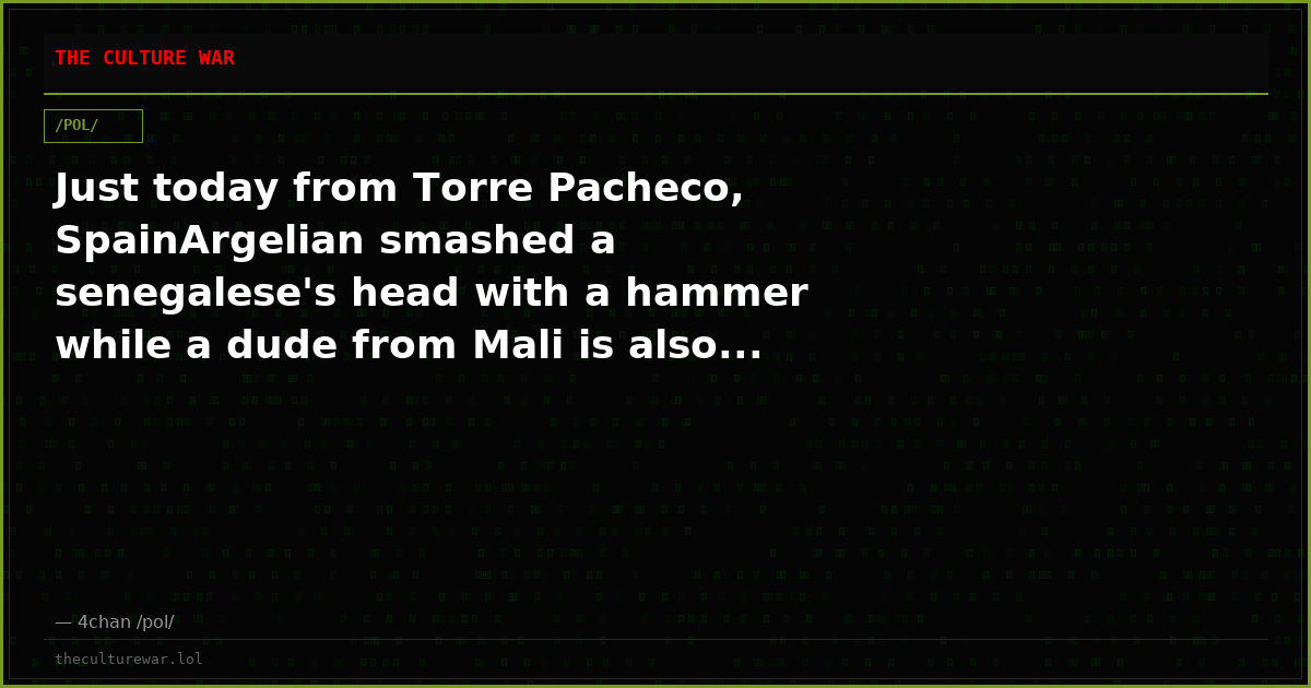 Just today from Torre Pacheco, SpainArgelian smashed a senegalese's head with a hammer while a dude from Mali is also...