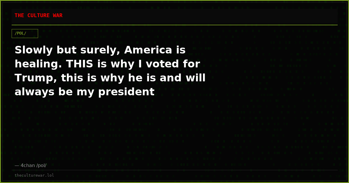 Slowly but surely, America is healing. THIS is why I voted for Trump, this is why he is and will always be my president