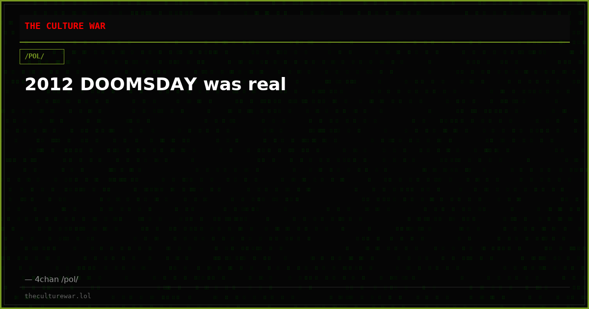 2012 DOOMSDAY was real