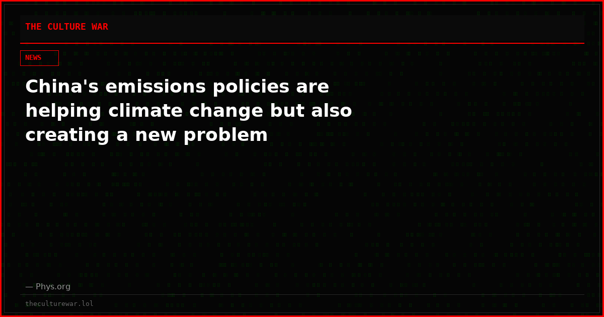 China's emissions policies are helping climate change but also creating a new problem