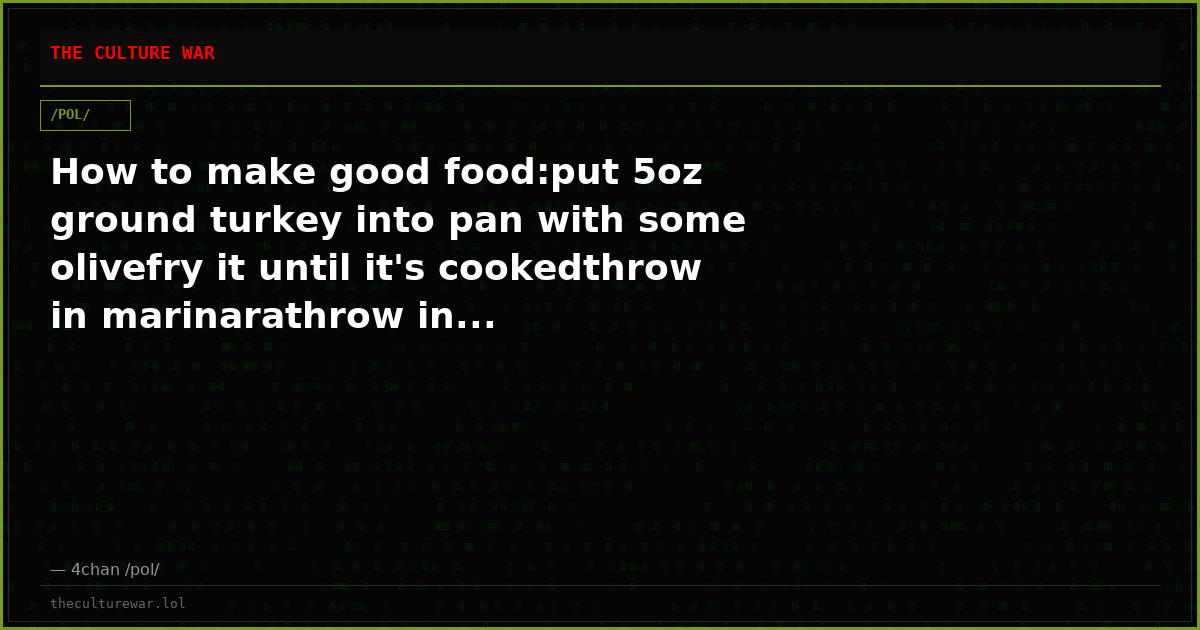 How to make good food:put 5oz ground turkey into pan with some olivefry it until it's cookedthrow in marinarathrow in...