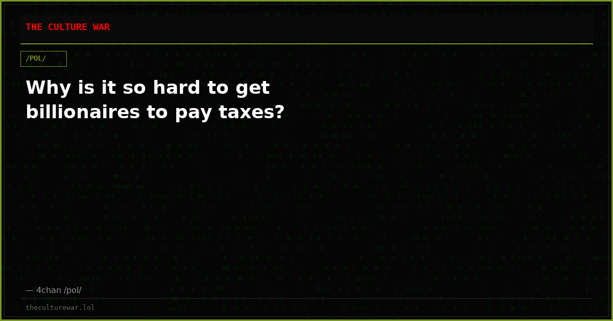 Why is it so hard to get billionaires to pay taxes?