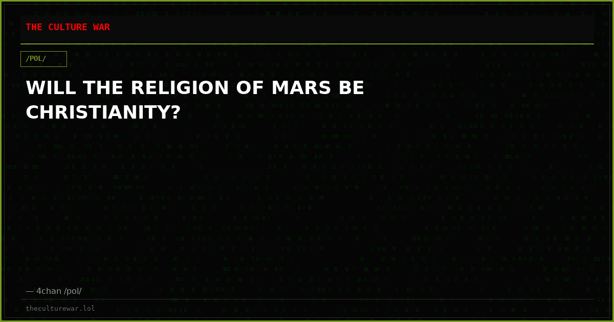 WILL THE RELIGION OF MARS BE CHRISTIANITY?