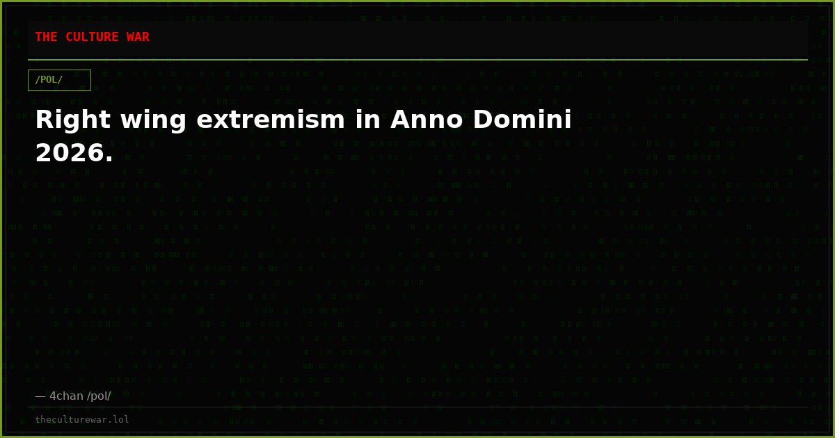 Right wing extremism in Anno Domini 2026.