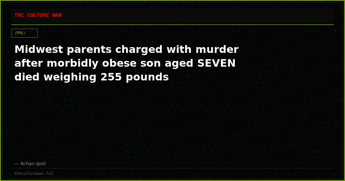 Midwest parents charged with murder after morbidly obese son aged SEVEN died weighing 255 pounds