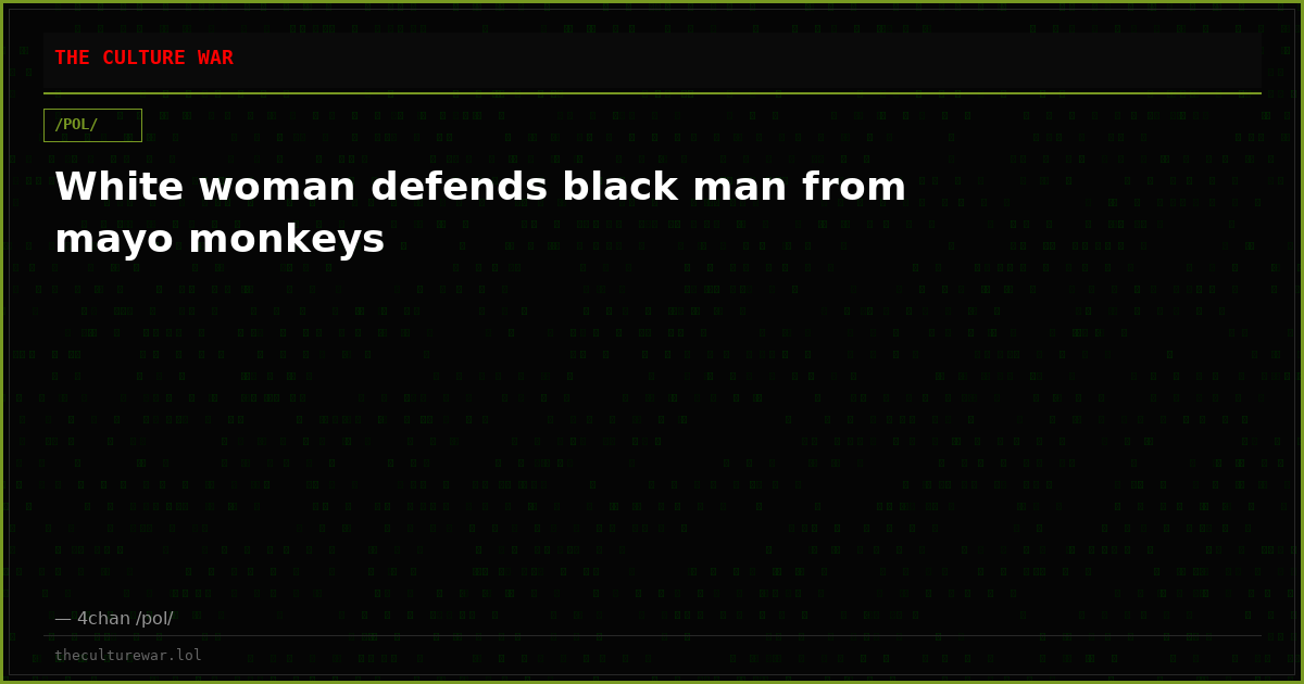 White woman defends black man from mayo monkeys