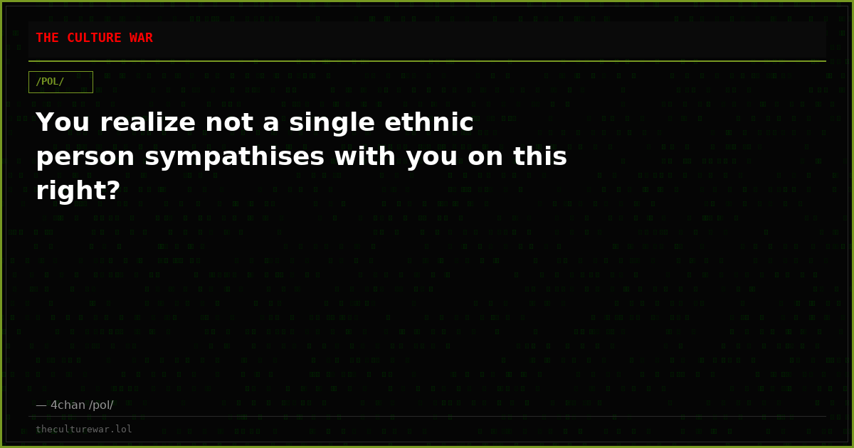 You realize not a single ethnic person sympathises with you on this right?