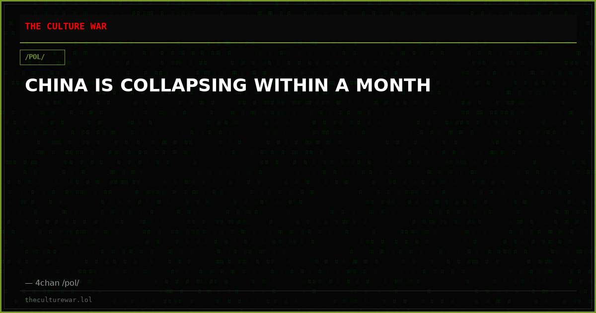 CHINA IS COLLAPSING WITHIN A MONTH