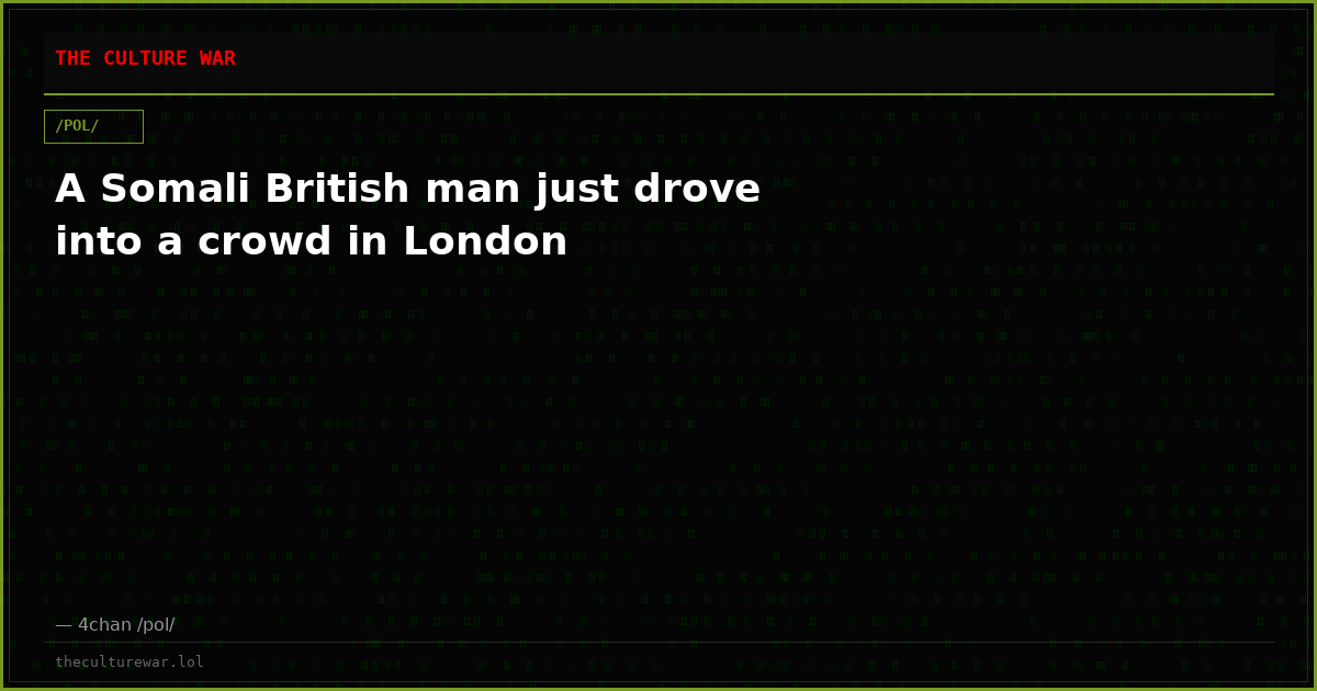 A Somali British man just drove into a crowd in London