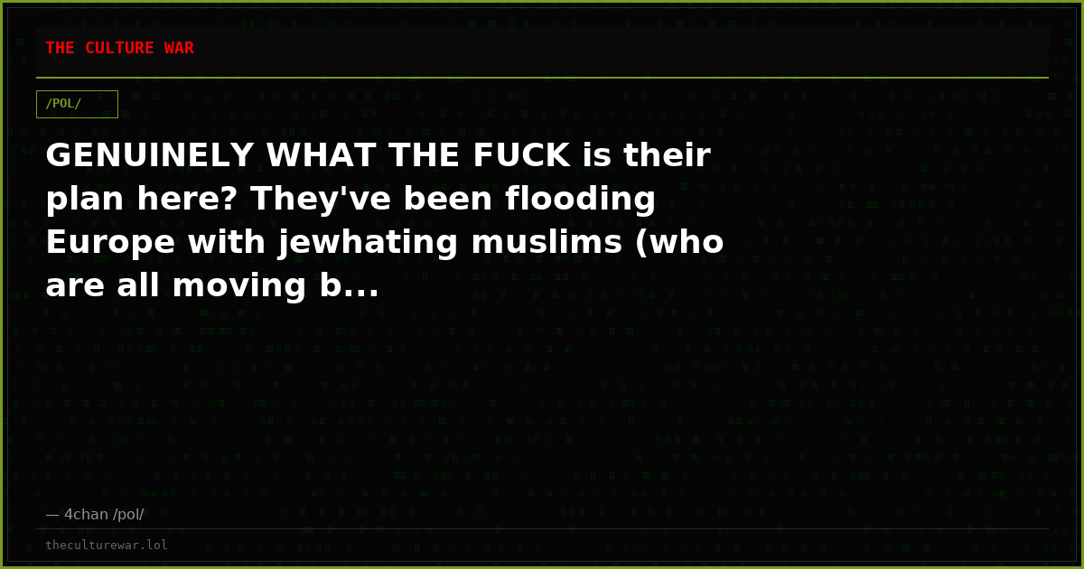 GENUINELY WHAT THE FUCK is their plan here? They've been flooding Europe with jewhating muslims (who are all moving b...
