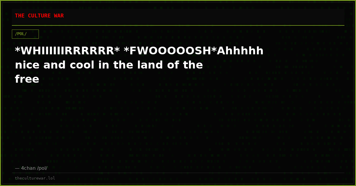 *WHIIIIIIRRRRRR* *FWOOOOOSH*Ahhhhh nice and cool in the land of the free