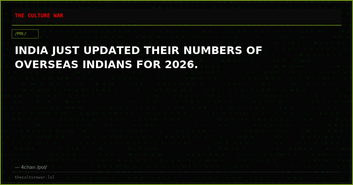 INDIA JUST UPDATED THEIR NUMBERS OF OVERSEAS INDIANS FOR 2026.