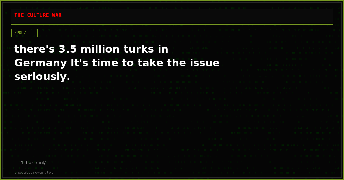 there's 3.5 million turks in Germany It's time to take the issue seriously.