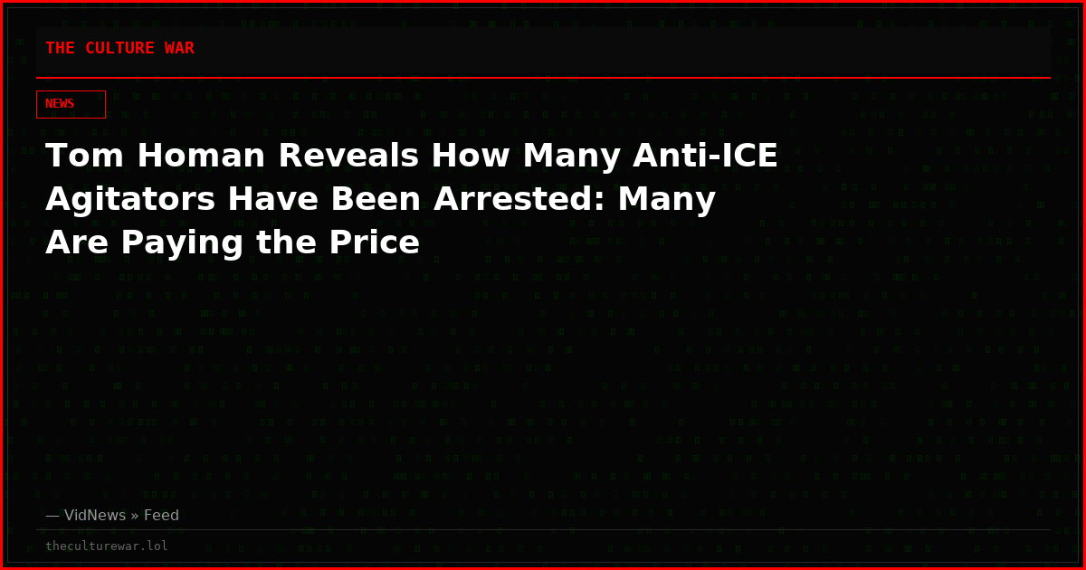 Tom Homan Reveals How Many Anti-ICE Agitators Have Been Arrested: Many Are Paying the Price
