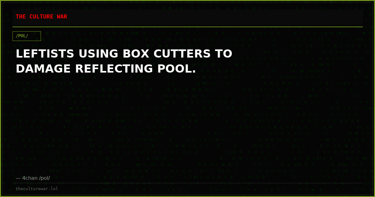 LEFTISTS USING BOX CUTTERS TO DAMAGE REFLECTING POOL.