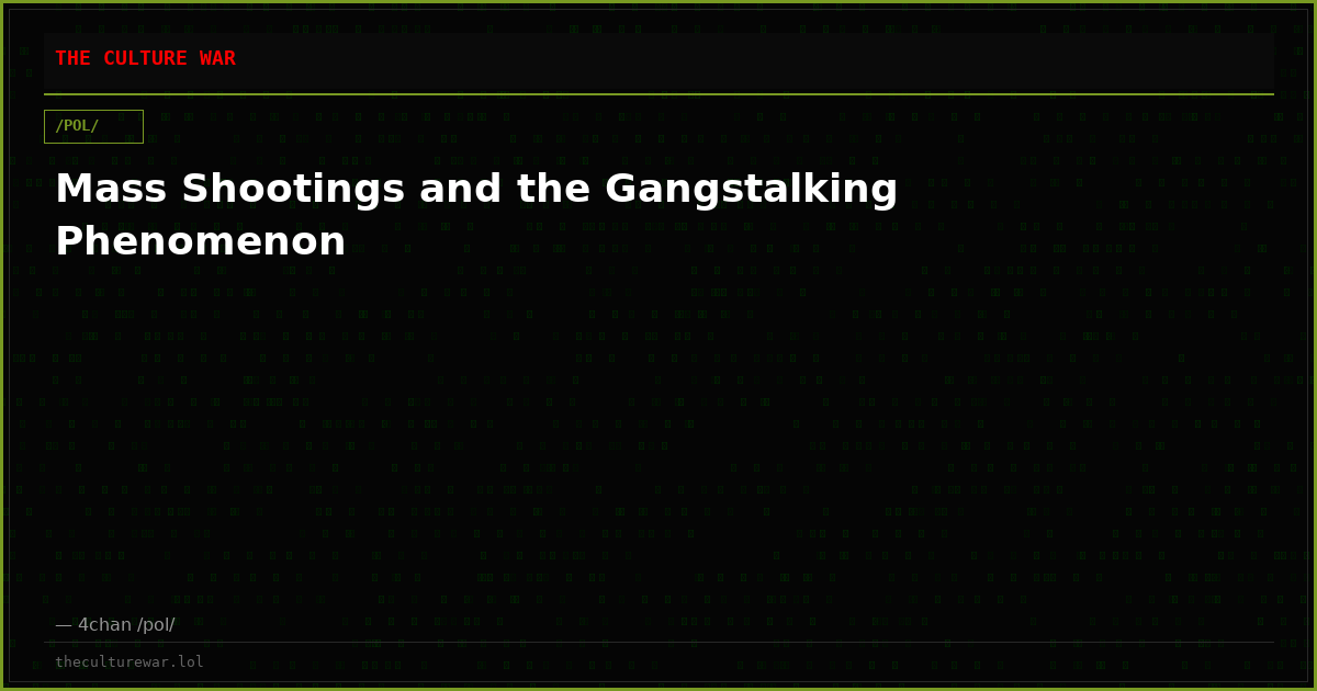 Mass Shootings and the Gangstalking Phenomenon