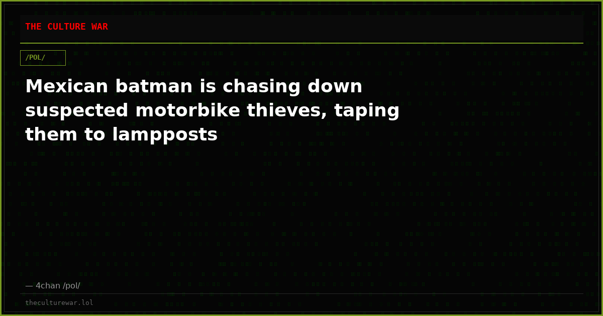 Mexican batman is chasing down suspected motorbike thieves, taping them to lampposts