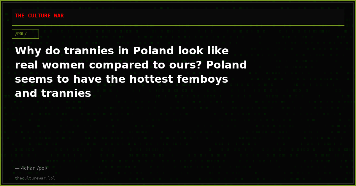 Why do trannies in Poland look like real women compared to ours? Poland seems to have the hottest femboys and trannies