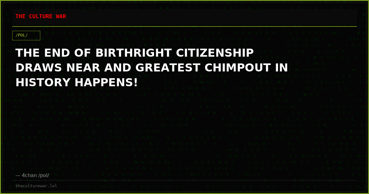 THE END OF BIRTHRIGHT CITIZENSHIP DRAWS NEAR AND GREATEST CHIMPOUT IN HISTORY HAPPENS!