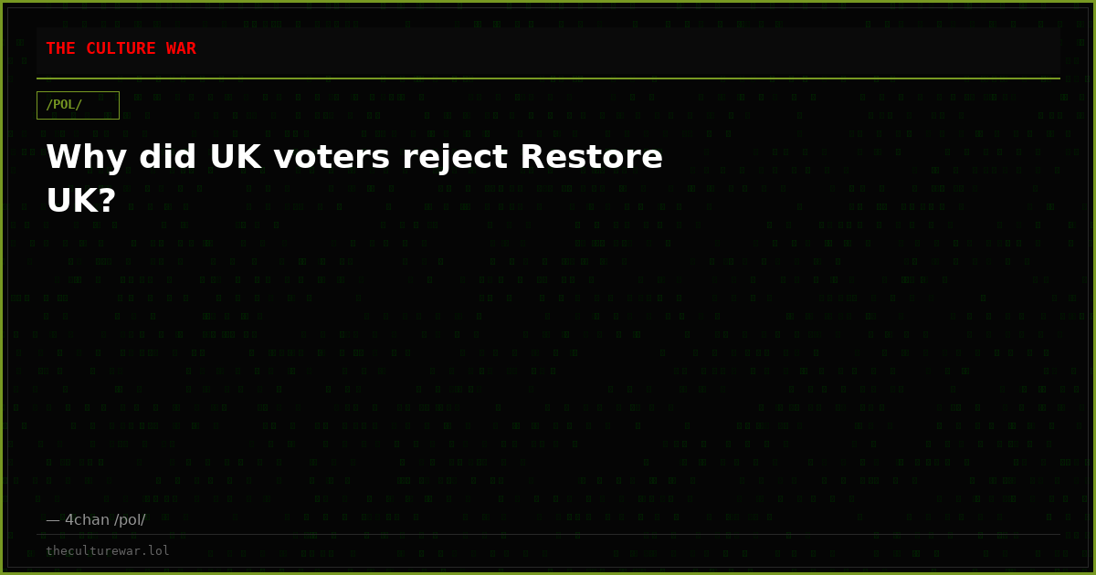 Why did UK voters reject Restore UK?
